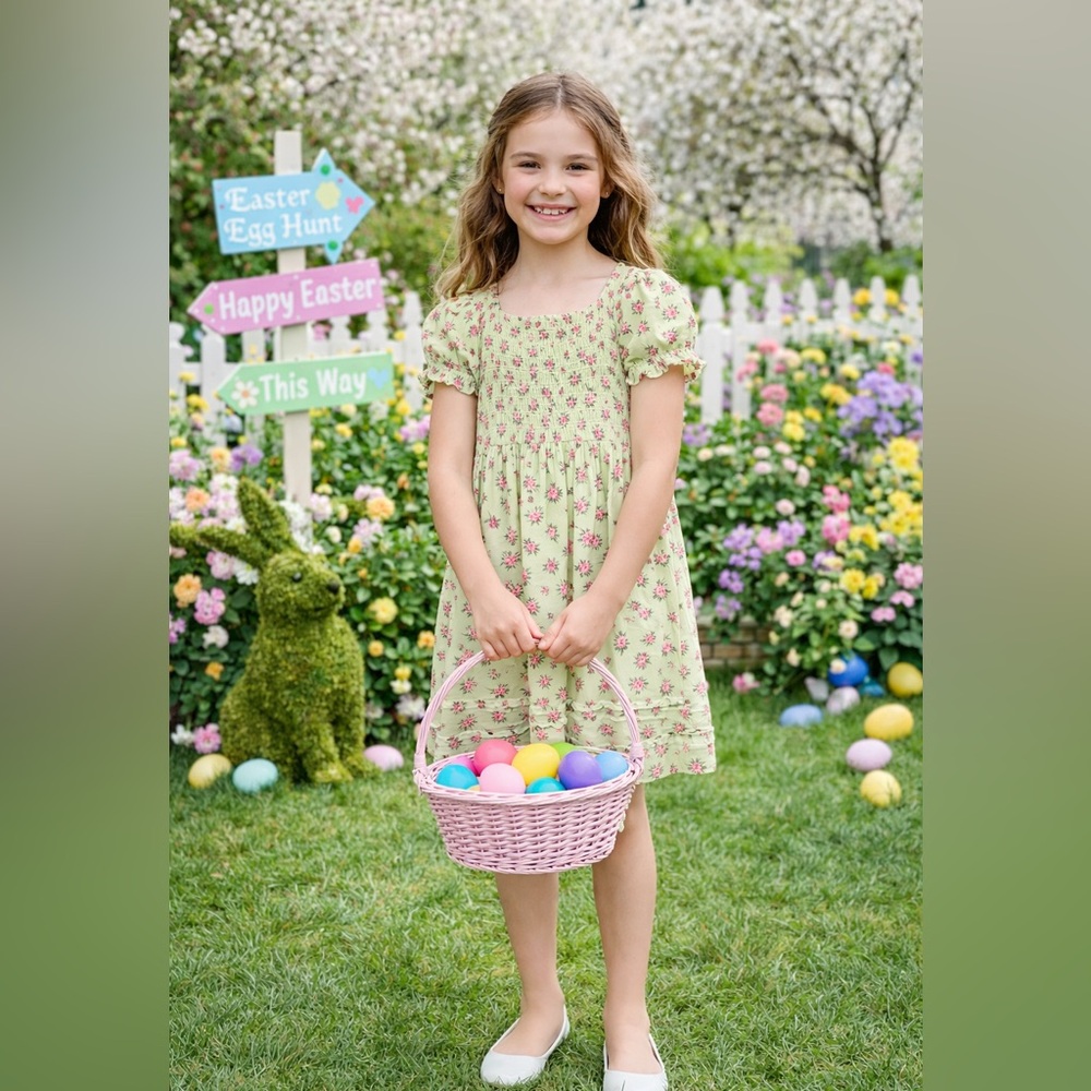 The Children's Place Floral Dress - Green and Pink